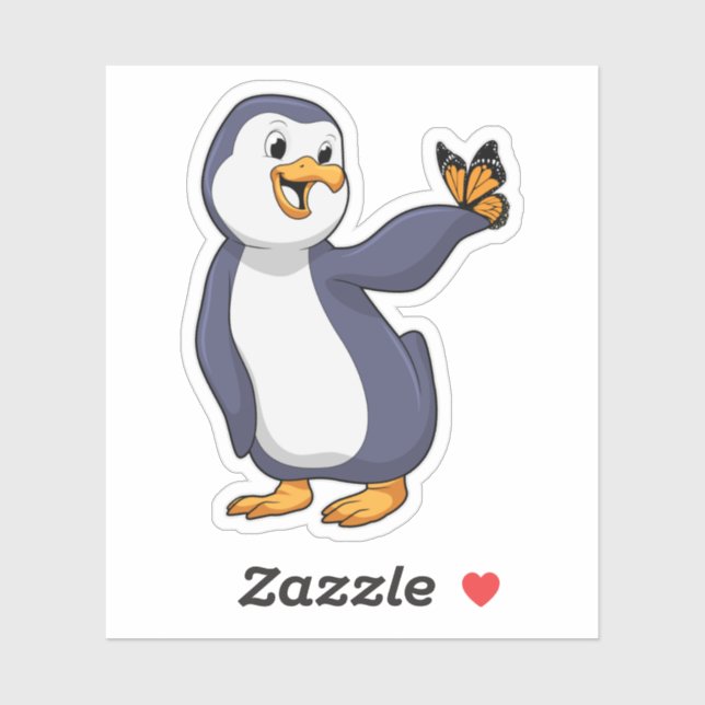 Sticker Pingouin avec papillon (Feuille)