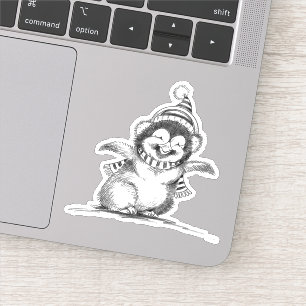 Sticker Pingouin de Noël mignon, Joyeux bébé oiseau
