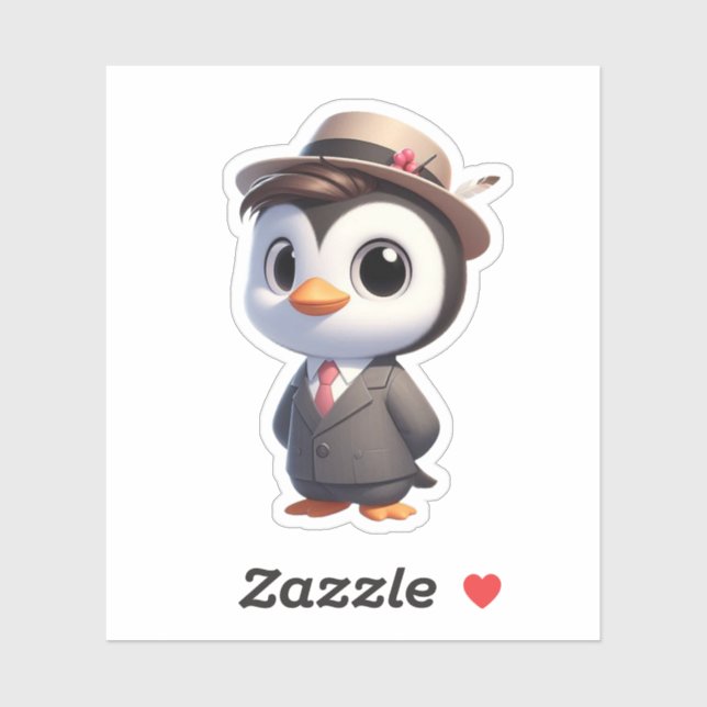 Sticker pingouin, gros pingouin bos (Feuille)