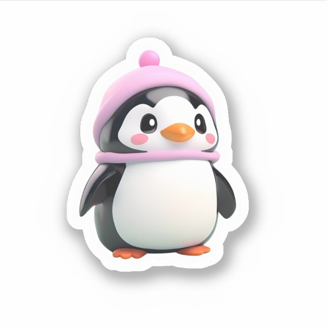 Sticker pingouin mignon avec casquette (Devant)