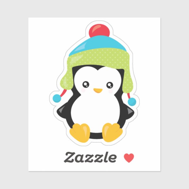 Sticker Pingouin mignon et tendance (Feuille)
