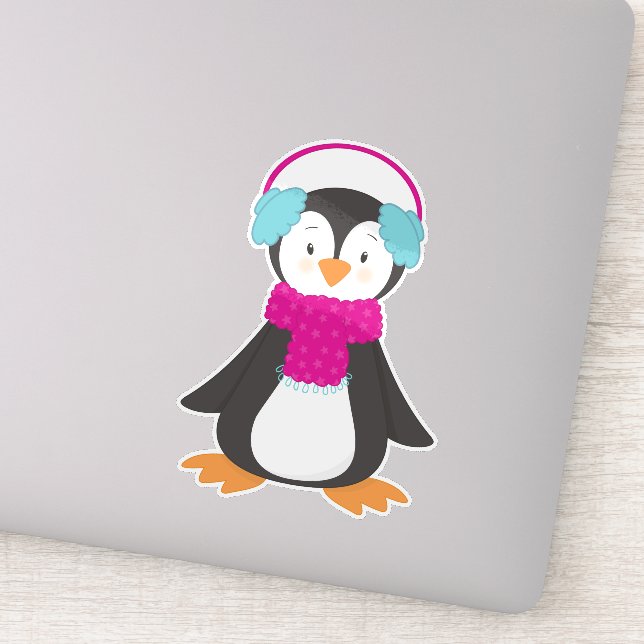 Sticker Pingouin mignon, Pingouin, Pingouin Avec Écharpe (Détail)