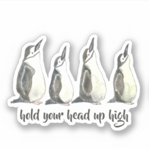 Sticker Pingouins D'Aquarelle Mignonnes Tenez La Tête Haut
