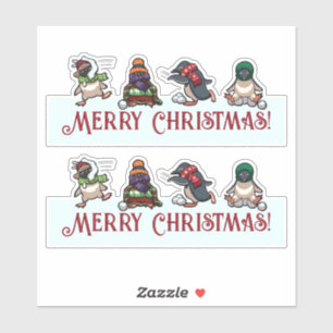 Sticker Pingouins de combat de snowball Joyeux dessin de N
