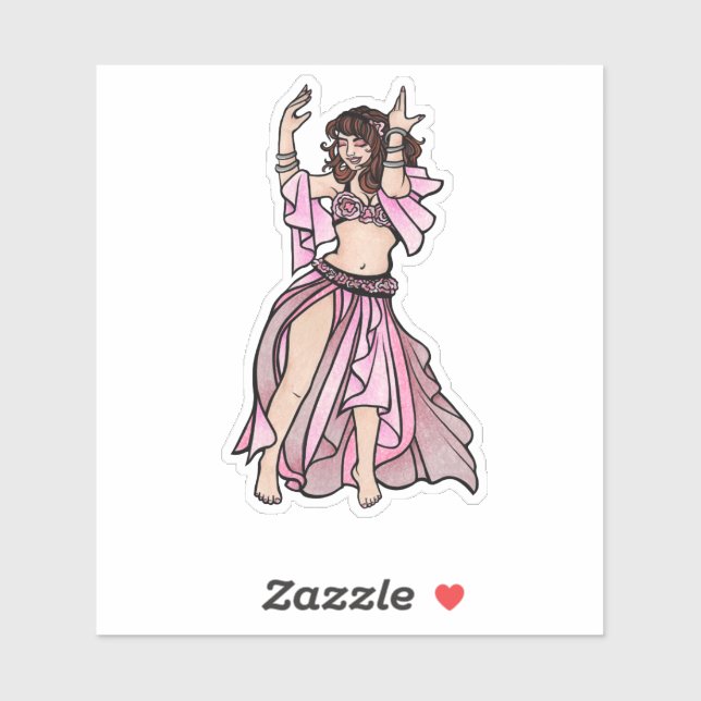 Sticker Pink Belly Dancer Valentine's Day Heart (Feuille)