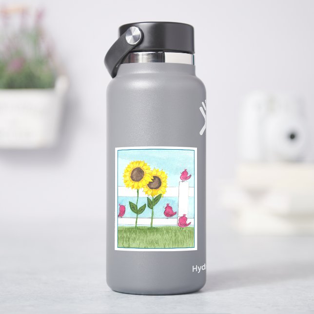 Sticker Pink Birds & Sunflowers (HydroFlask)