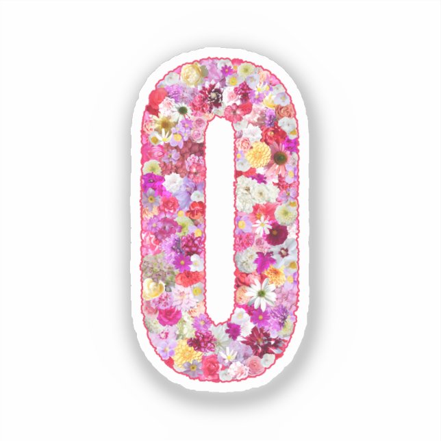 Sticker Pink Botanical Monogram Floral Letter O Initial (Recto)