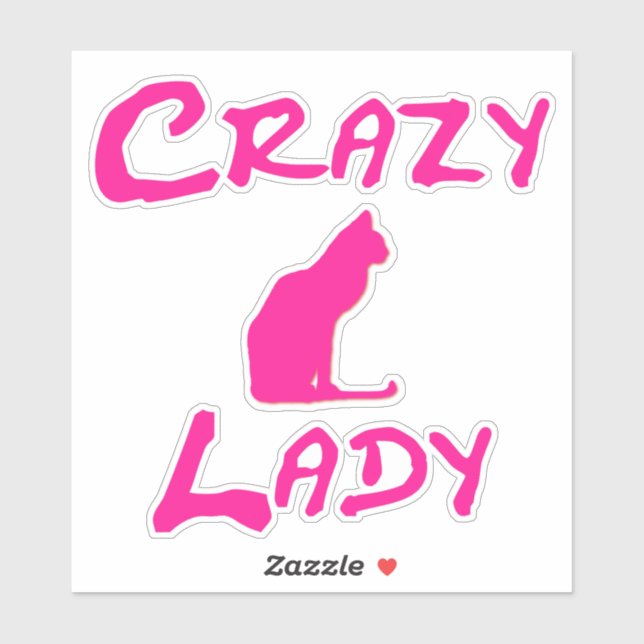 Sticker Pink Crazy Cat Lady (Feuille)