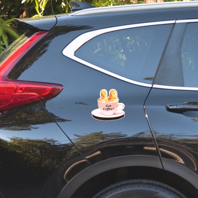 Sticker Pink Funny Café Mème Mug Cute Chicks Poulets (Dos de voiture)