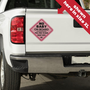 Sticker Pink Funny No Baby on Board Adult Caution Bumper