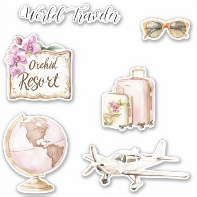 Sticker Pink Globe World Traveler (Devant)