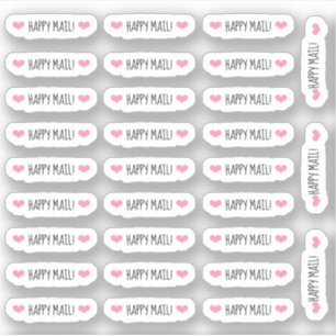 Sticker Pink Hearts Happy Mail
