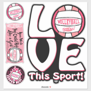 Sticker Pink Love Volleyball