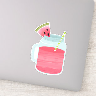 Sticker Pink Mason Jar Watermelon Lemonade Boisson