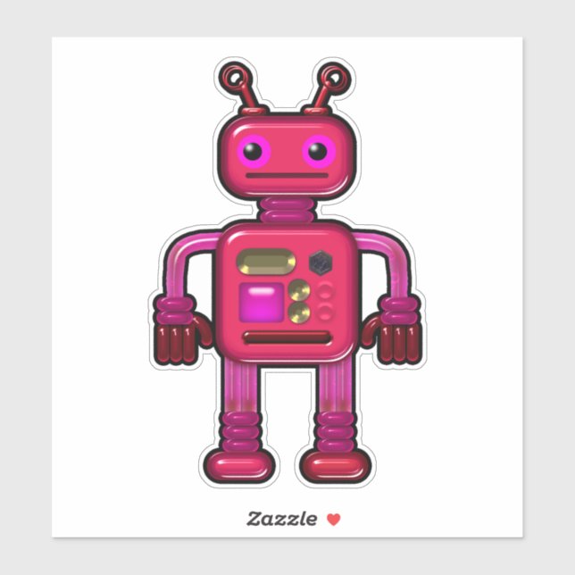 Sticker Pinky Pinky mou Robot rose lunatique (Feuille)