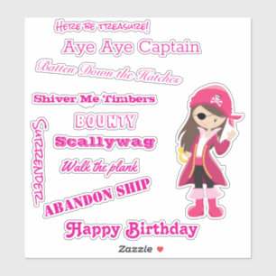 Sticker Pirate Girl slogan