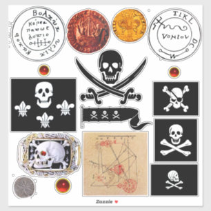 STICKER PIRATES BANNIÈRES, PIRATES CARTES DE TRÉSOR COMPÉT