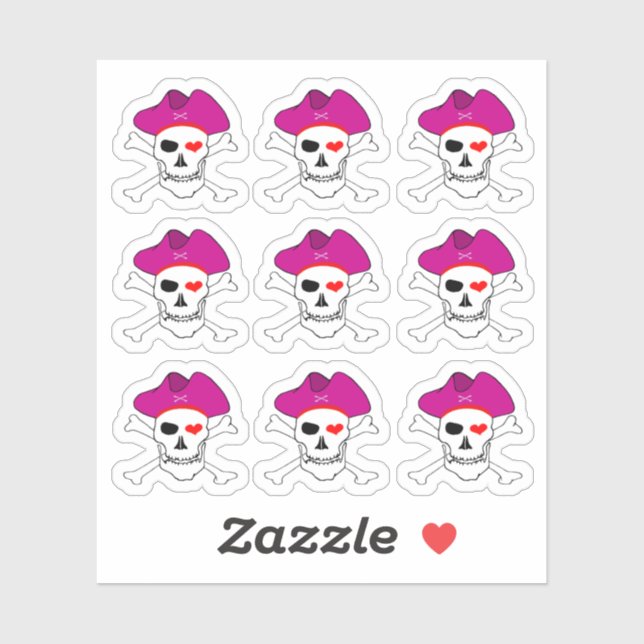 Sticker Pirates & Capitaine Grâce, Crâne X os croisés /Set (Feuille)