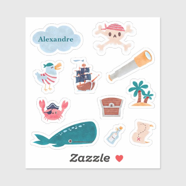 Sticker Pirates des Caraïbes Île Océan Baleine Garçons (Feuille)