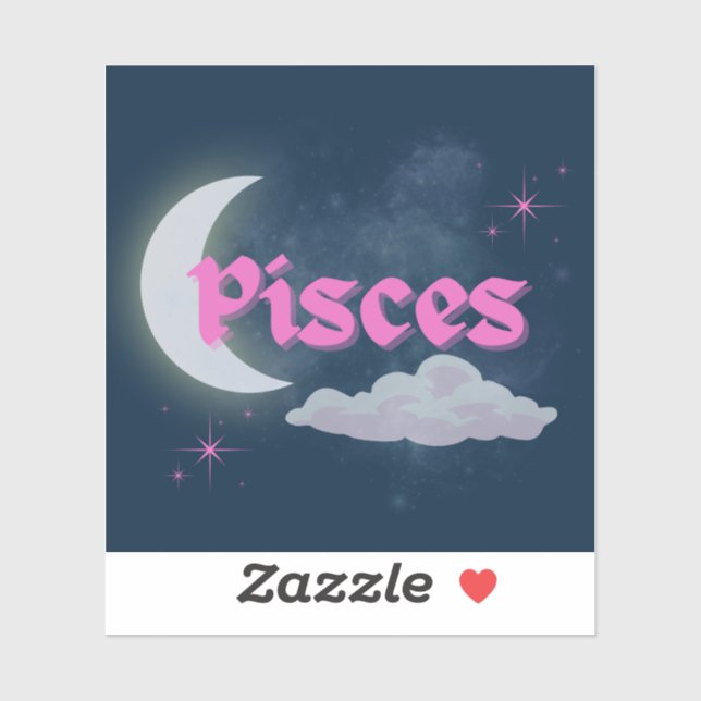 Sticker Pisces Celestial esthétique Dreamy Moon Cloud Star (Feuille)