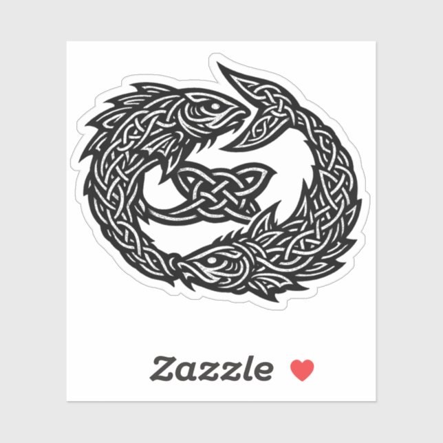 Sticker Pisces Celtic Twin‑Current Sigil | BurnsInHell Ink (Feuille)
