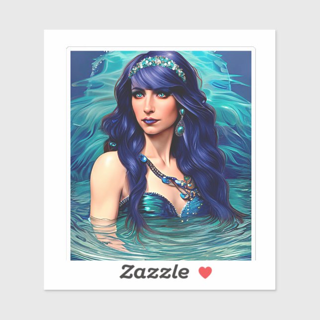 Sticker Pisces Mermaid Queen Art Imaginaire original (Feuille)