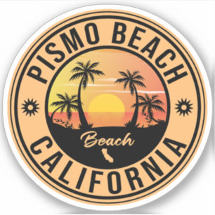 Sticker Pismo Beach California Palm Tree Vintage 60's