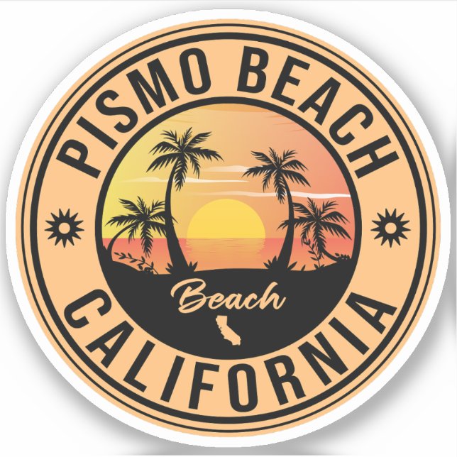 Sticker Pismo Beach California Palm Tree Vintage 60's (Devant)