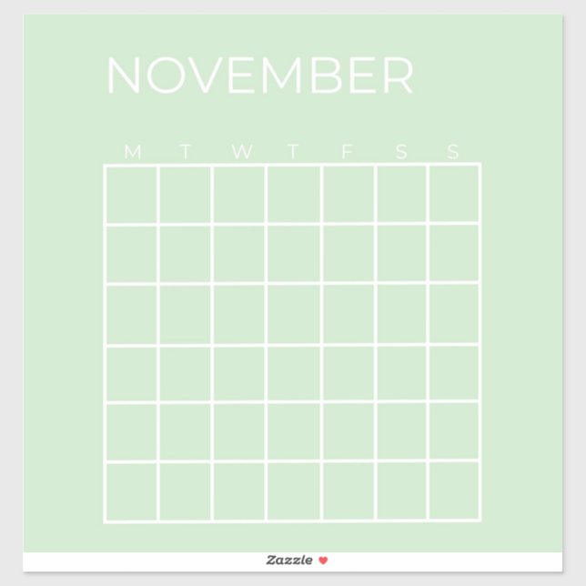 Sticker Pistachio Planificateur calendrier novembre non da (Feuille)