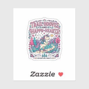 Sticker Piste de licorne Sabots et cœurs joyeux Applicatio