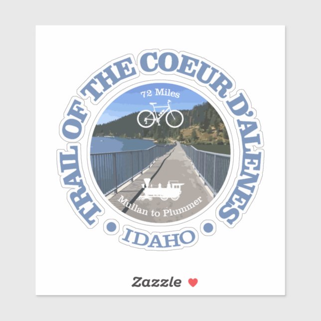 Sticker Piste du Coeur d'Alene (vélo c) (Feuille)