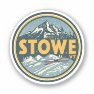 Sticker Pistes de ski extérieures hivernales vintage Stowe