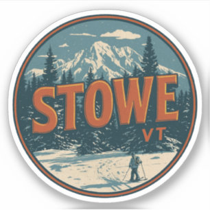 Sticker Pistes de ski extérieures hivernales vintage Stowe