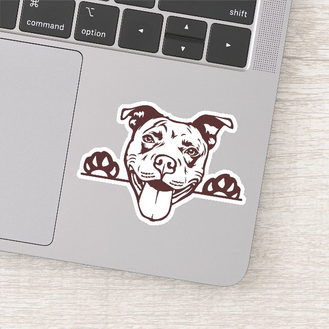 Sticker Pitbull chien mignon regardant (Détail)