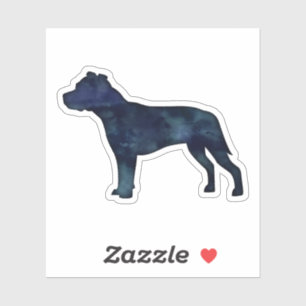 Sticker Pitbull race Chien Silhouette Aquarelle noire