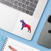Sticker Pitbull race de chien Silhouette géométrique viole (Laptop w/ iPhone)