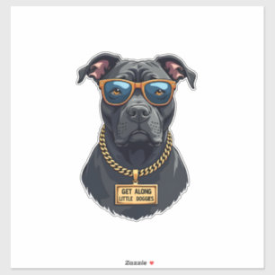 Sticker Pitbull Vintage Cool en Lunettes de Soleil avec Ch