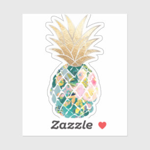 Sticker PixDezines Aloha Turquoise foncé Ananas, Or Faux