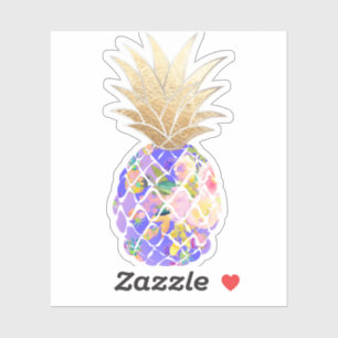 Sticker PixDezines Ananas Aloha Violet, Couronne en Or Fau