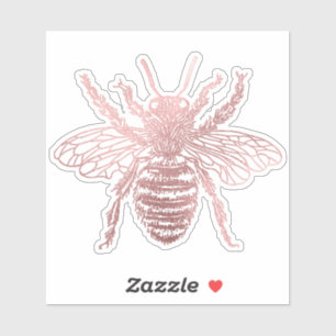 Sticker PixDezines Bumble Bee, Faux Rose Gold