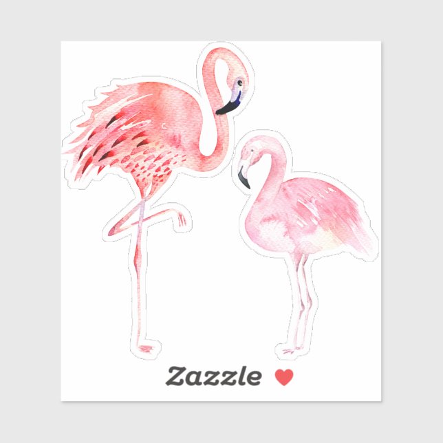 Sticker PixDezines Flamants roses, maman+bébé (Feuille)