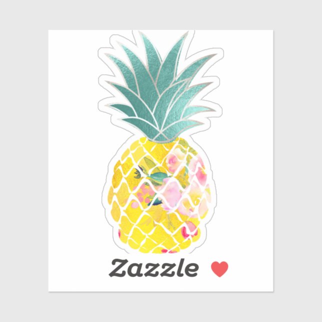 Sticker PixDezines Golden Aloha Pineapple, Iridescente (Feuille)