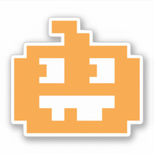 Sticker Pixel 8 bits Jack O' Lantern Citrouille Head