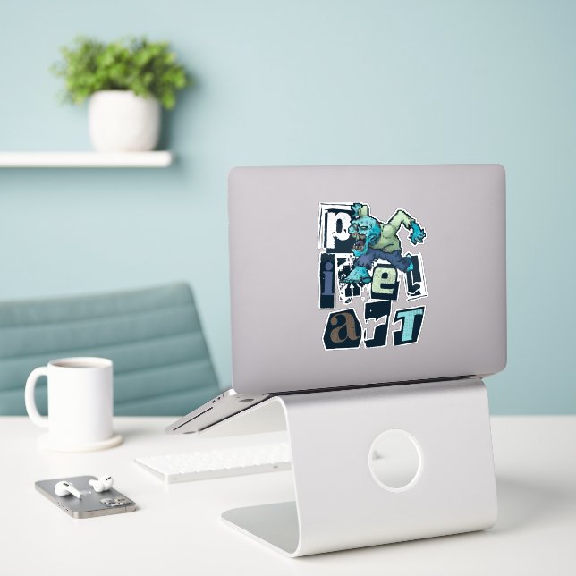 Sticker Pixel art et monstre (Ordinateur portable sur le bureau)