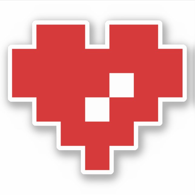 Sticker Pixel Coeur 8 bits Amour (Devant)