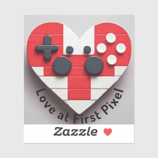 Sticker Pixel Heart Gamer - Jeu Vidéo Rétro (Feuille)