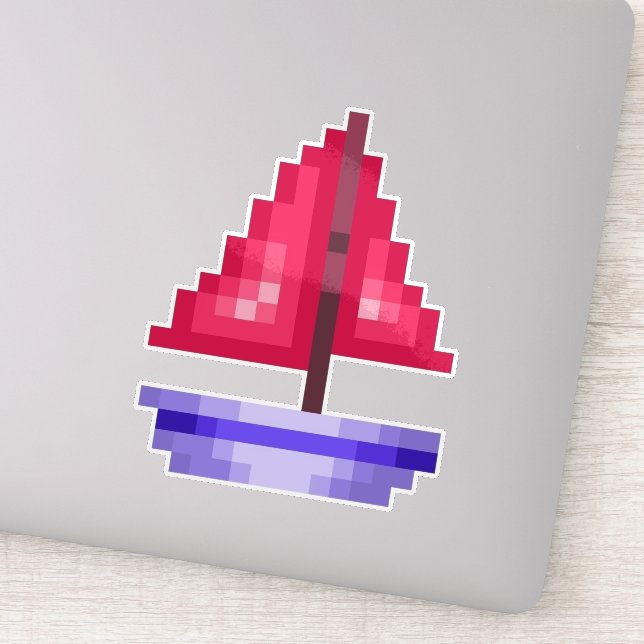 Sticker Pixel pink boat (Détail)