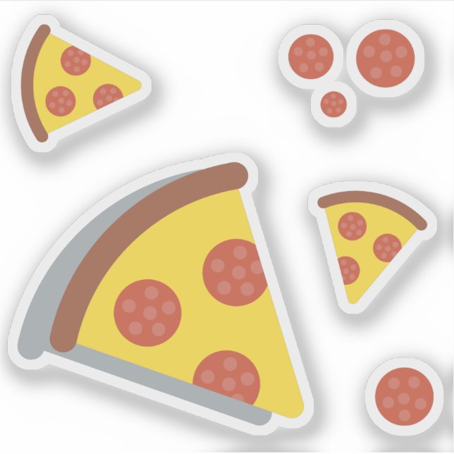 Sticker Pizza fromage et pepperonis amusant ensemble rétro (Devant)
