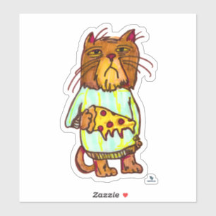 Sticker Pizza Grumpy Pet animal de compagnie Drôle Chat Ar