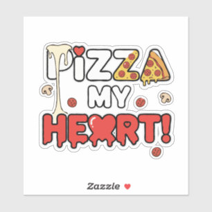 Sticker Pizza Mignonne Mon Cœur Jeu de Mots Drôle pour les